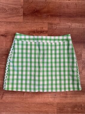 Lilly Pulitzer Sz 16 VINTAGE White Label Green White Gingham Check Skort Shorts